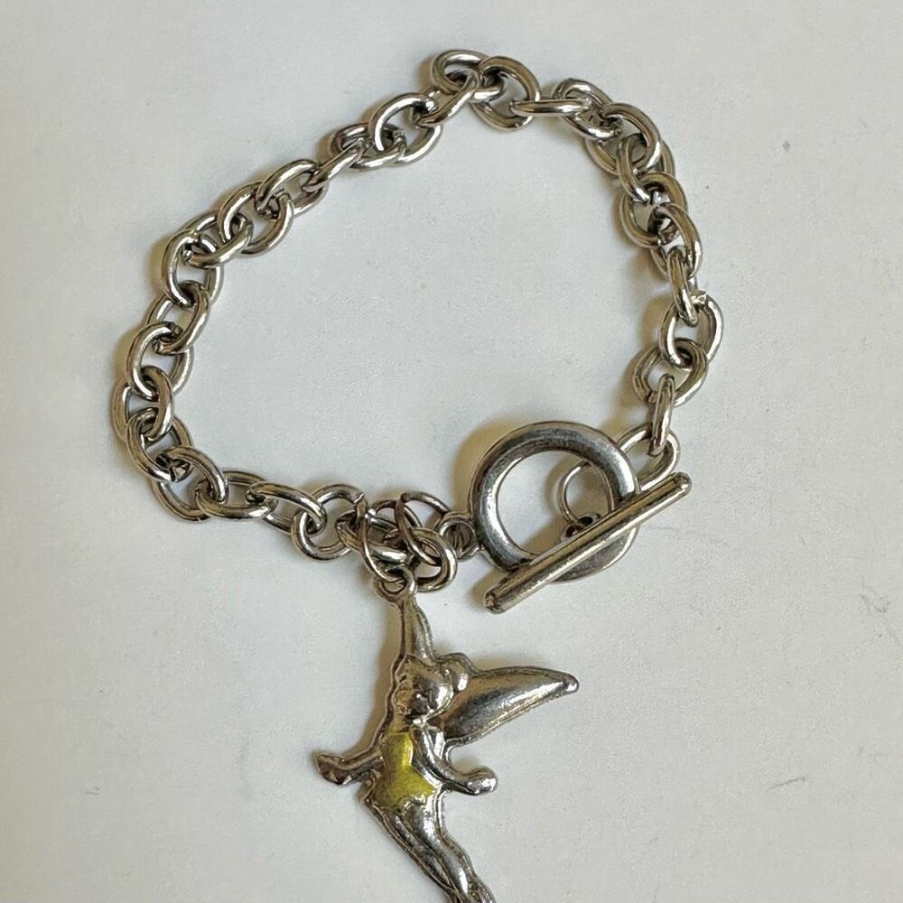 Disney silver tone tinkerbell charm bracelet